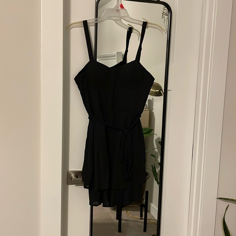 Black Lilly Rose girls night dress; spaghetti straps; corset style top. Flowy.